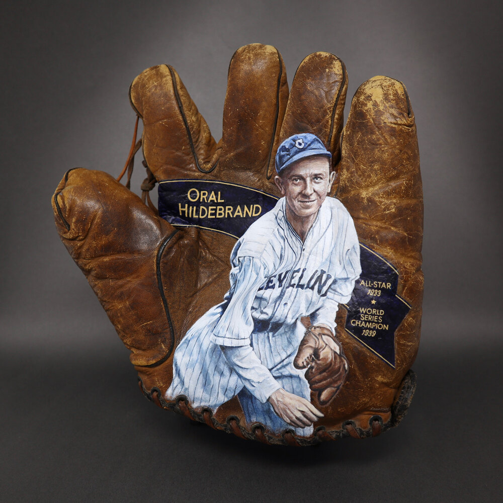 Oral Hildebrand Baseball Glove Painting — Sean Kane Baseball Art - Painted  Gloves
