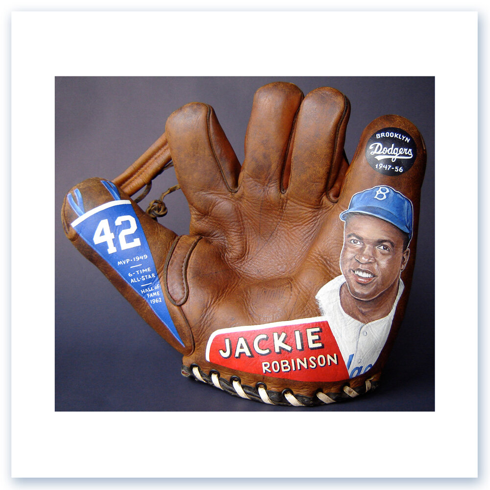 Jackie Robinson Painted Glove - Front Side - Art Print — Sean Kane