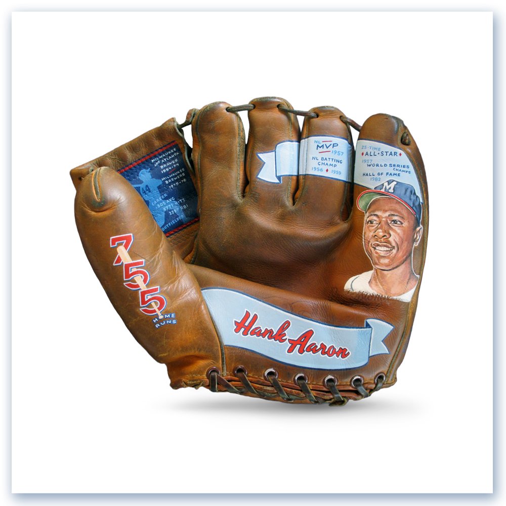 Hank Aaron Painted Glove Art Print — Sean Kane Baseball Art