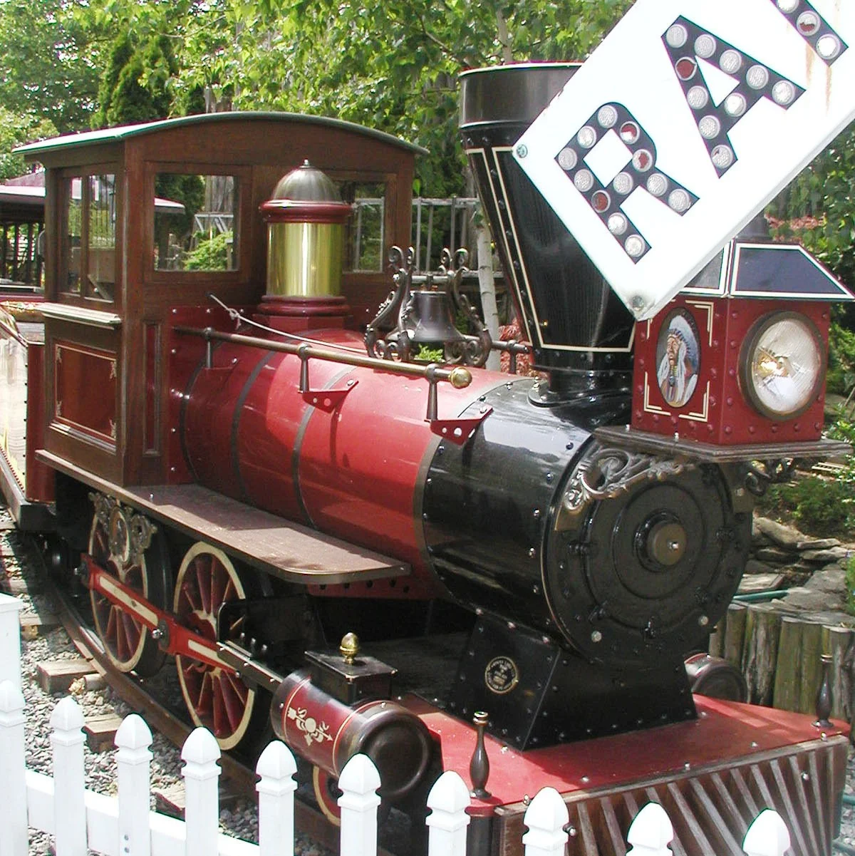The 600' long Arrow River Train Ride holds up to 38 children or 22 adults.