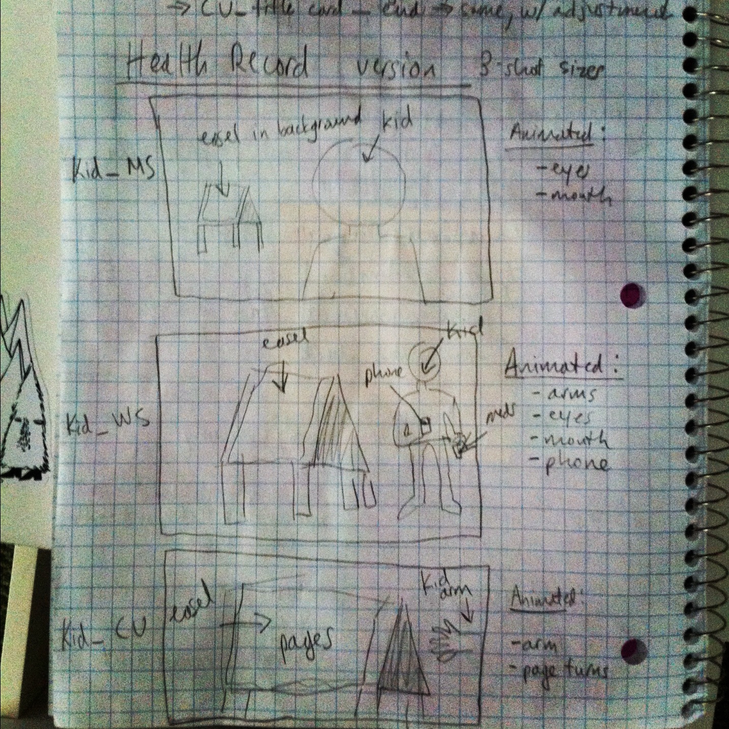 Storyboard sketch - detail page-turn motion
