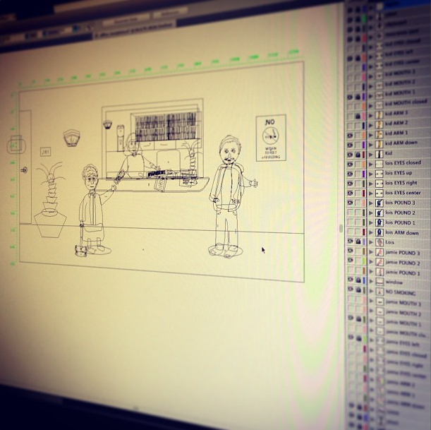 Layered wireframe image of Reception desk