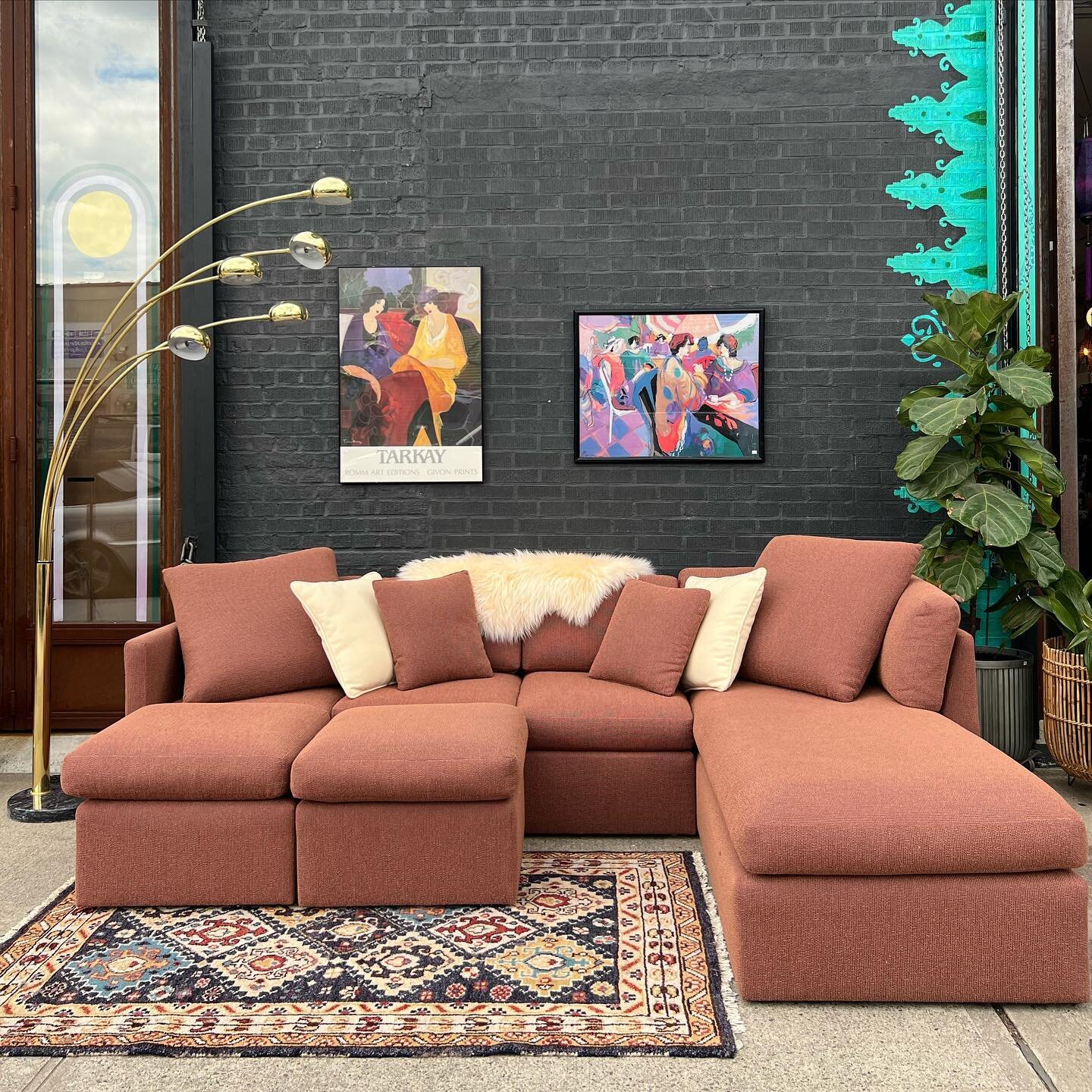 The comfiest sectional on the block!

Milo Baughman Sleeper Sectional - SOLD

Persian Rug $225
(75&rdquo; x 46.5&rdquo;)

Isaac Maimon Framed Print $125 
(25&rdquo; x 31.5&rdquo;)

Tarkay Framed Print - SOLD

Tree Lamp - SOLD 

Fiddle Leaf Tree $150
