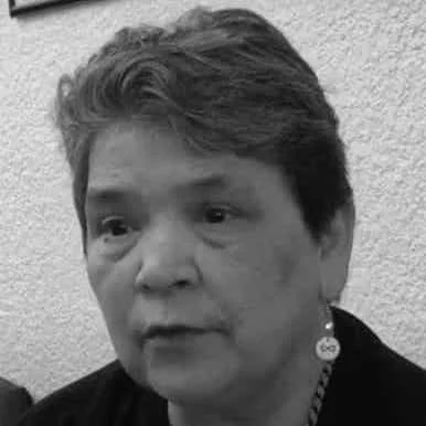 a black and white photo of Verna DeMontigny