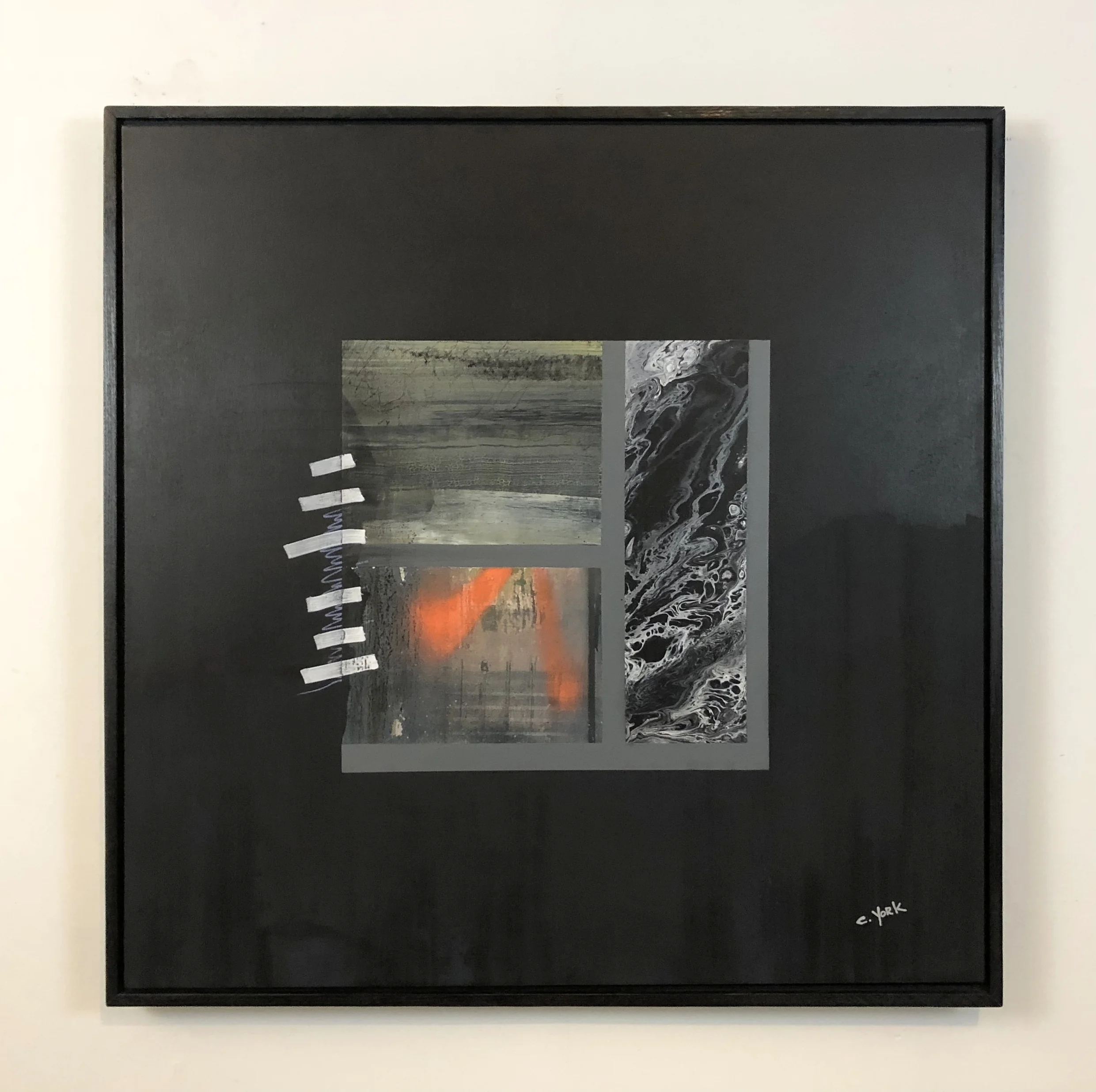 36" x 36" x 1.5" charcoal, acrylic paint and spray on canvas • 2017 | GDCA Gallery