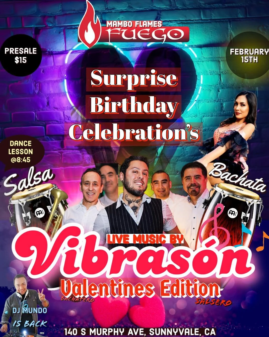 Conj. VibraSON LIVE at Mambo Flames/Fuego, Thursday 15 Feb post-Valentines party!