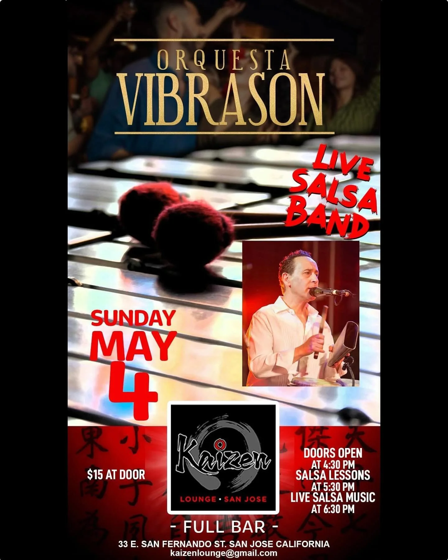 Join VibraSON live on Sunday 4May at Kaizen Lounge! Dance lesson, live music, full bar!
