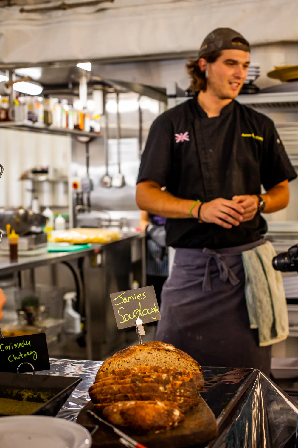 Chef Jamie stands behind his sourdough.