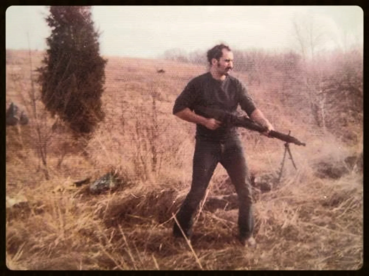 Saturday, February 10, 1973. Clearing the woods of rabbits with a German 8mm MG42 General-purpose machine gun , “Hitler’s Buzz Saw” that fired 20 rounds per second.