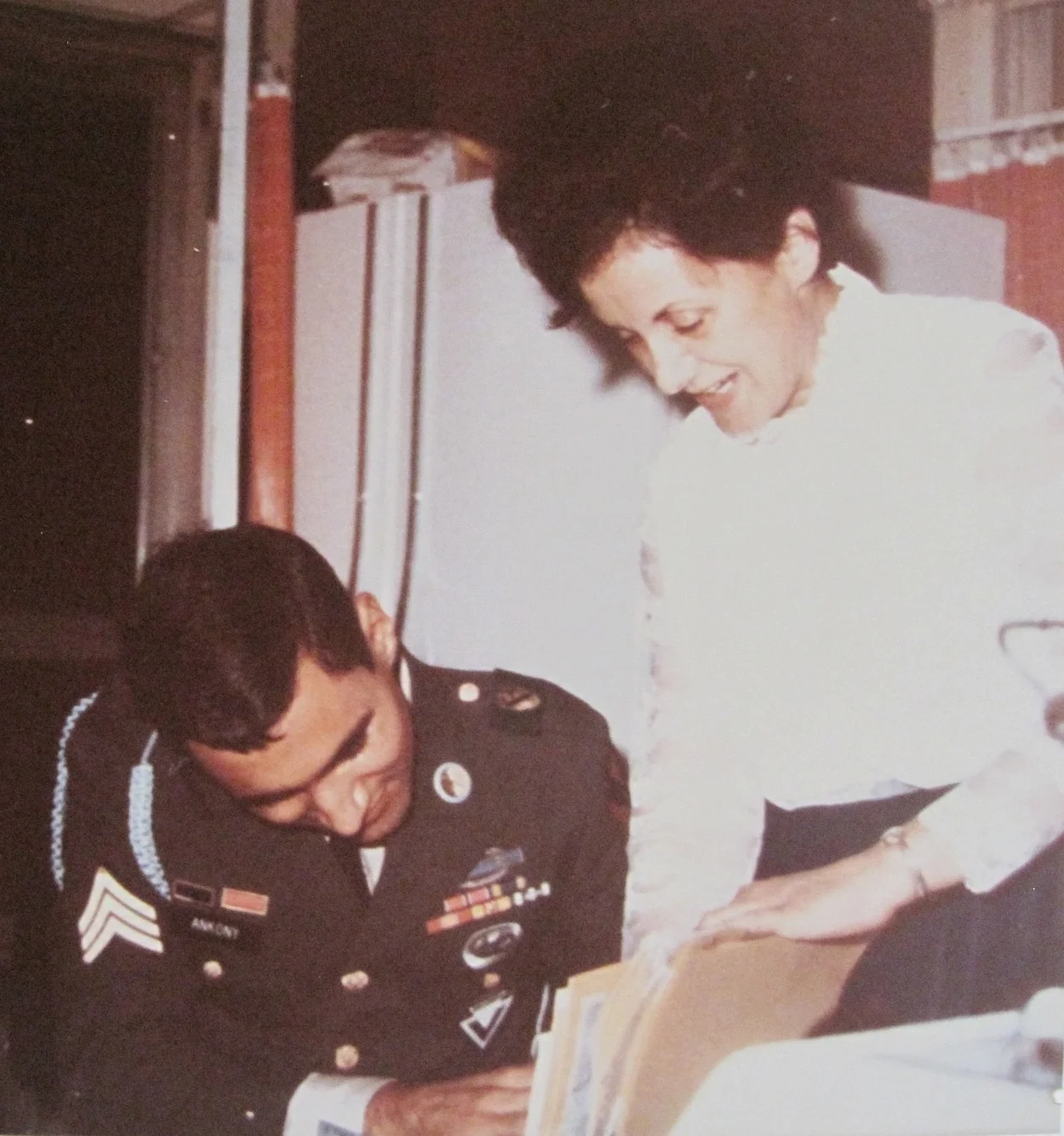 Wednesday, October 2, 1968, home from Vietnam. My mom showing the documents and letters she saved