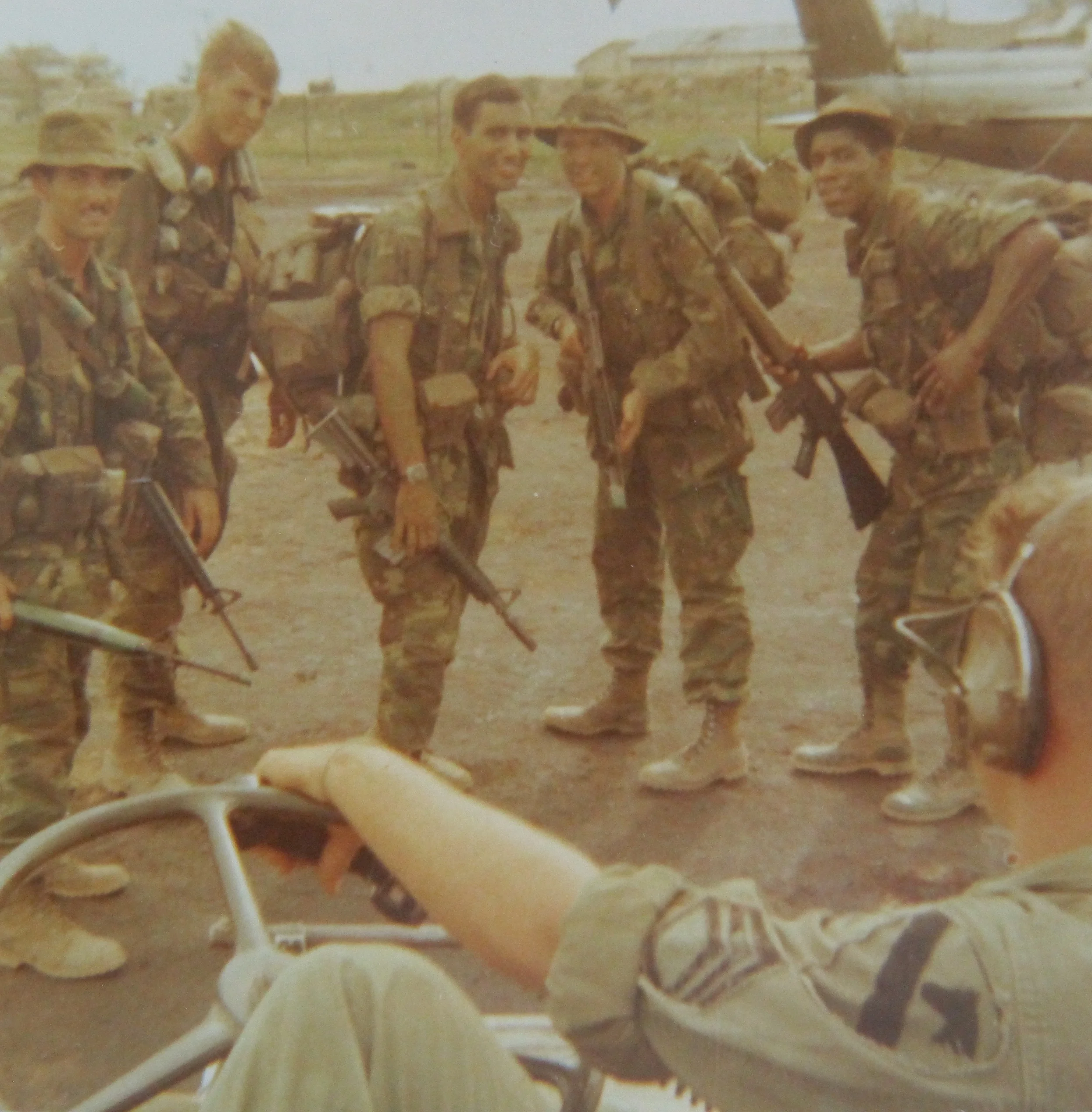 Team 59: Charles Williams, Bill Ward, me, Tony Griffith, John Bedford, and S/Sgt. Bill Collins, our ops sgt