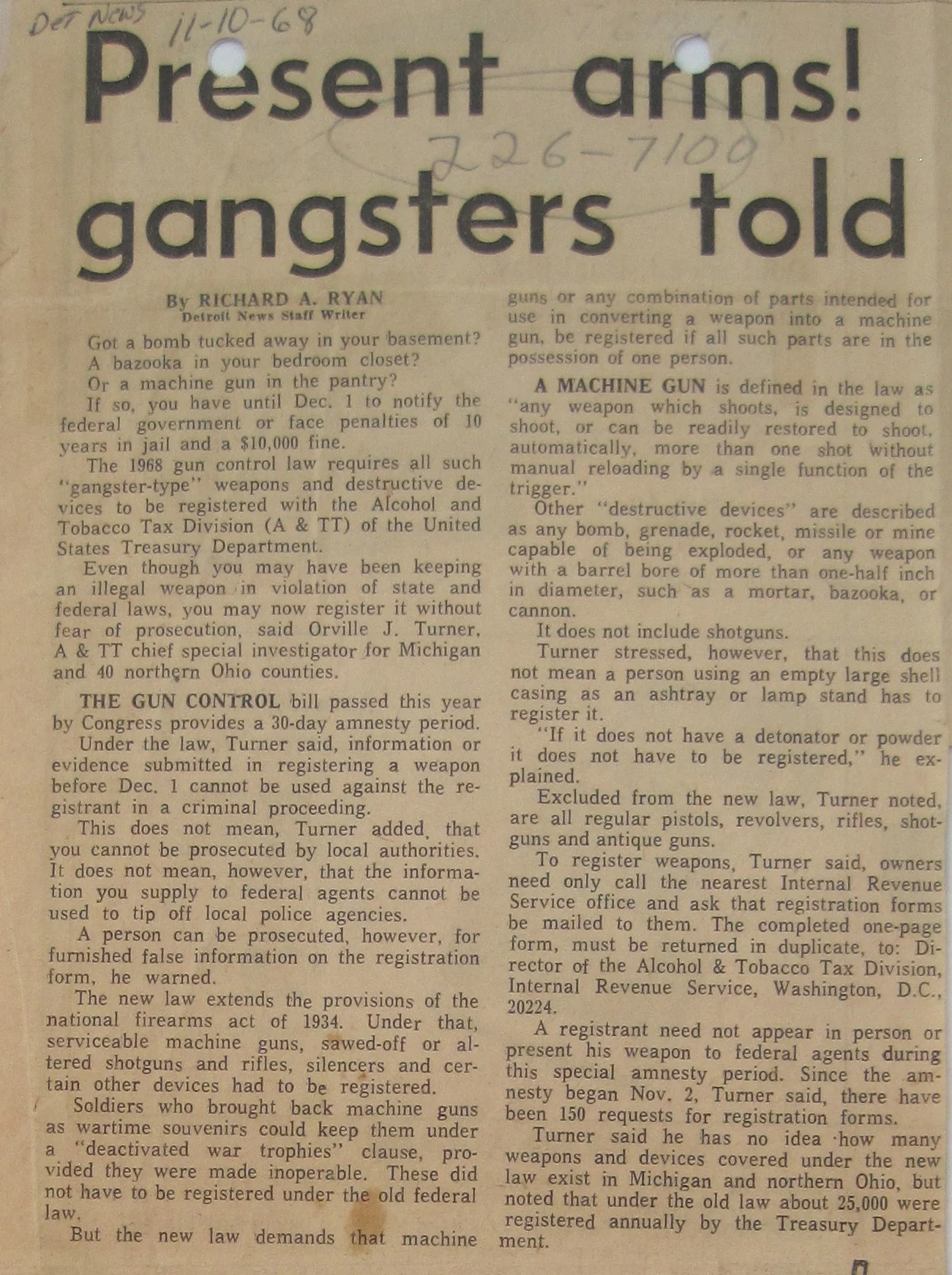 Detroit News , November 10, 1968