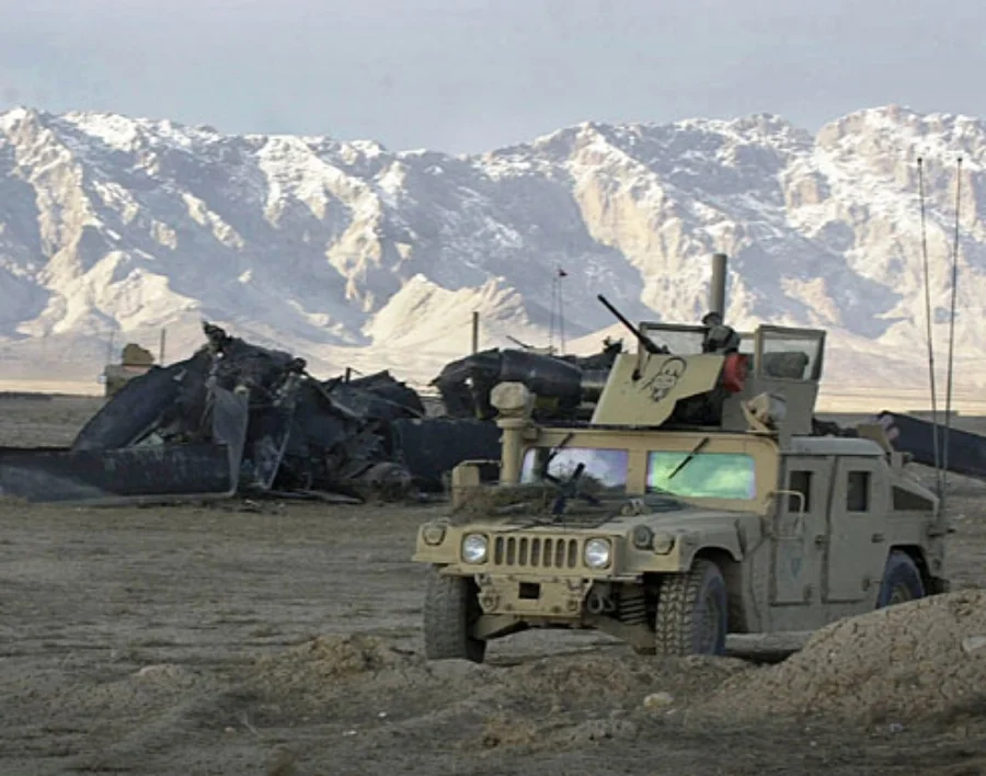 The crash site in Afghanistan