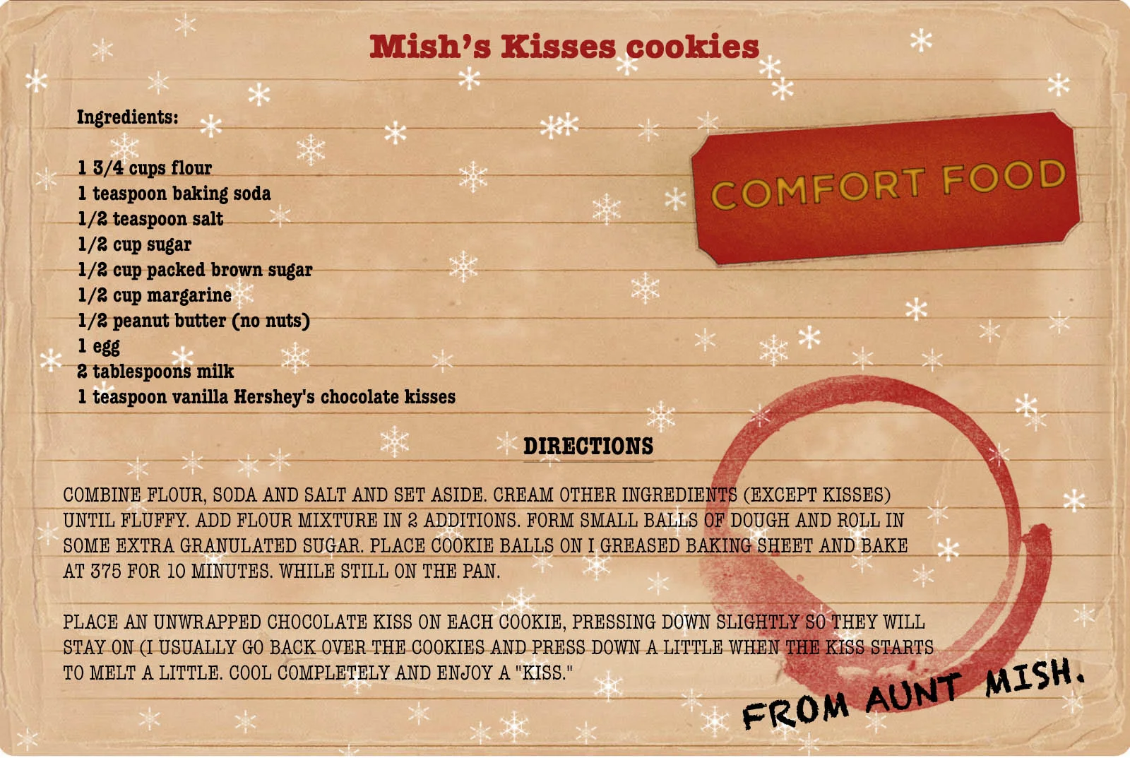 College comfort food recipe for Christmas Cookies.