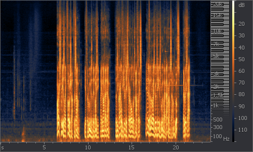 That iPhone text tone stands out as a horizontal stripe at one frequency.