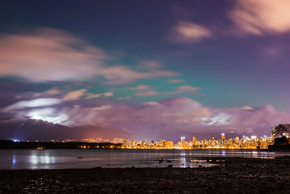 Downtown Vancouver and the North Shore mountains.