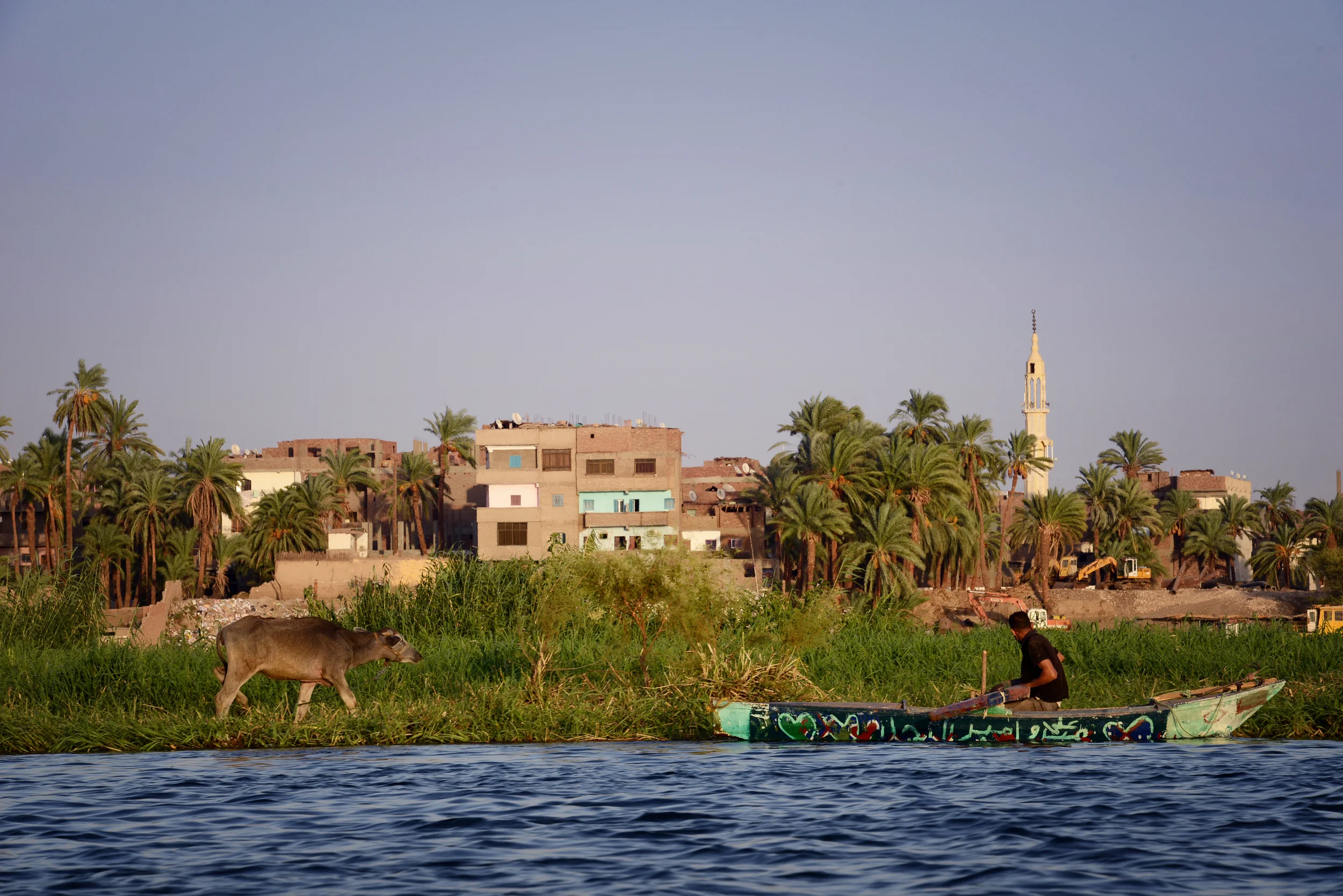 Man in his boat alone the Nile, Egypt