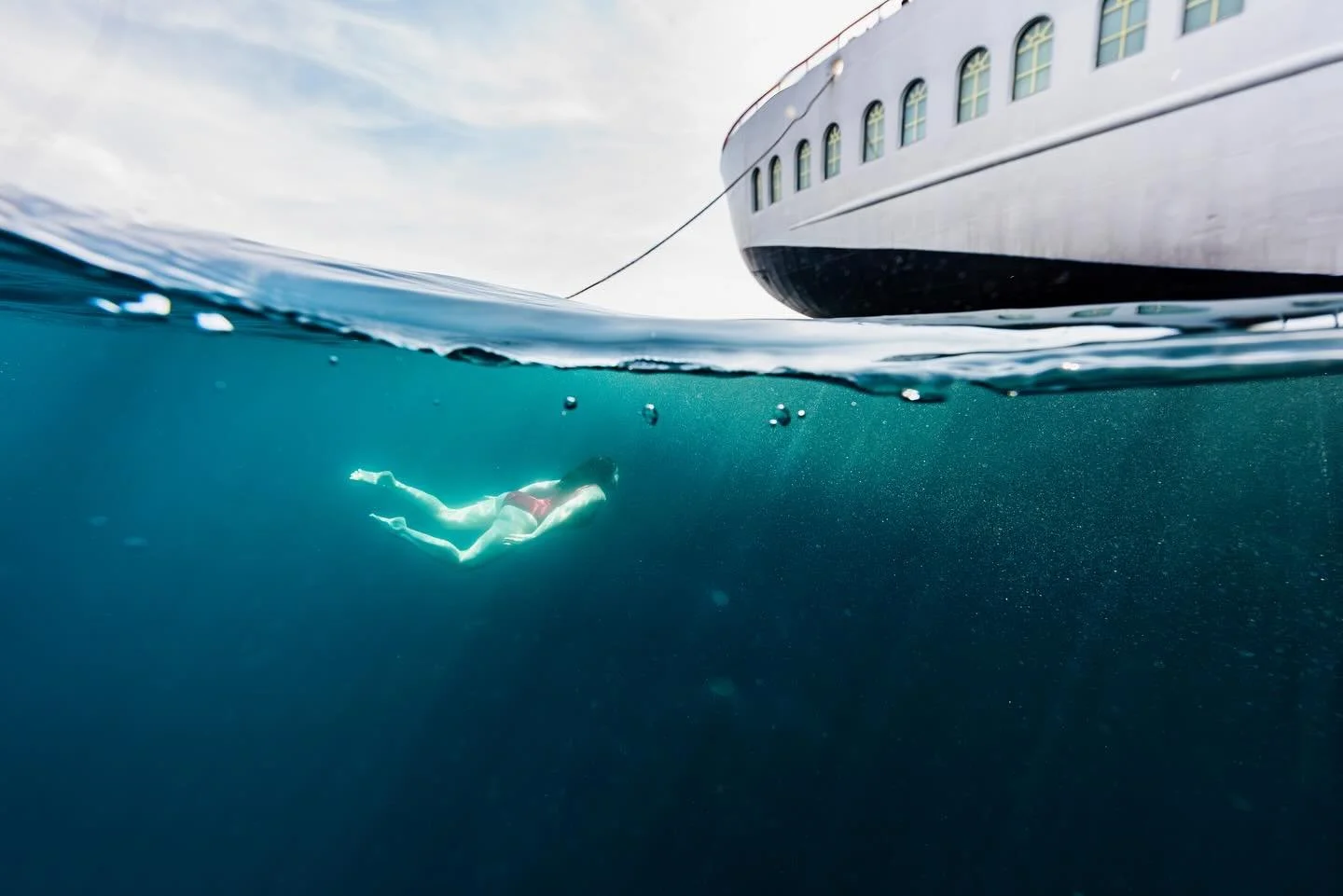 Swimming in the Adriatic Sea near the Sea Cloud II in Croatia 🌊 #AdriaticSea #SeaCloudII #Croatia #TravelDiaries #OceanVibes #lindbladexpeditions #nationalgeographic
