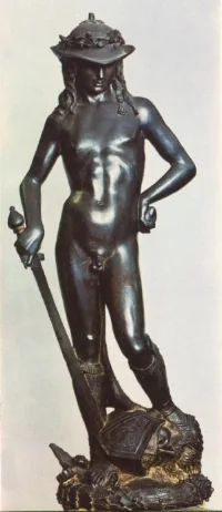 DONATELLO, David, late 1440–1460. Bronze, 5’ 2 1/4” high. Museo Nazionale del Bargello, Florence. 