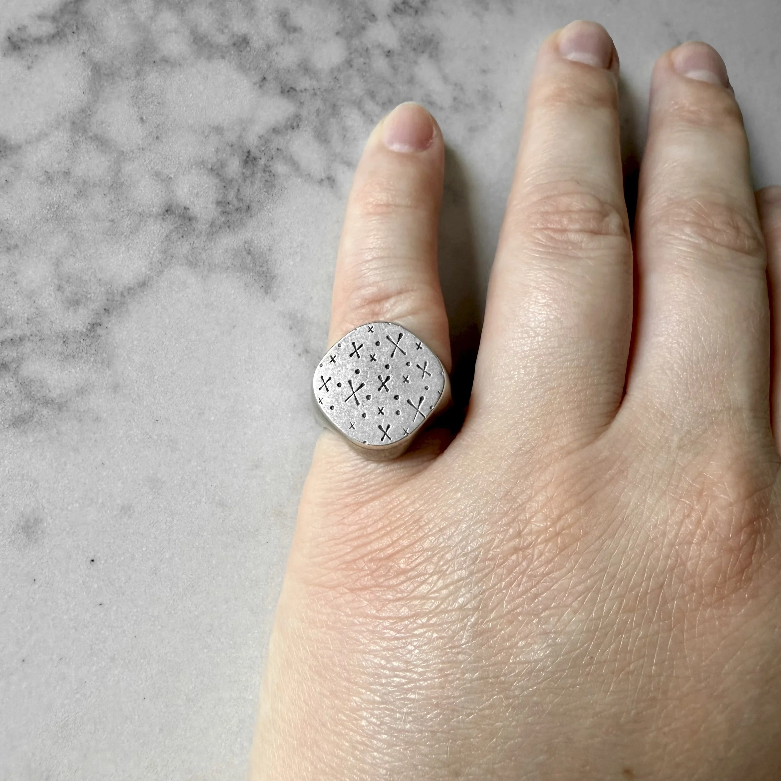 X Stamped Signet Ring