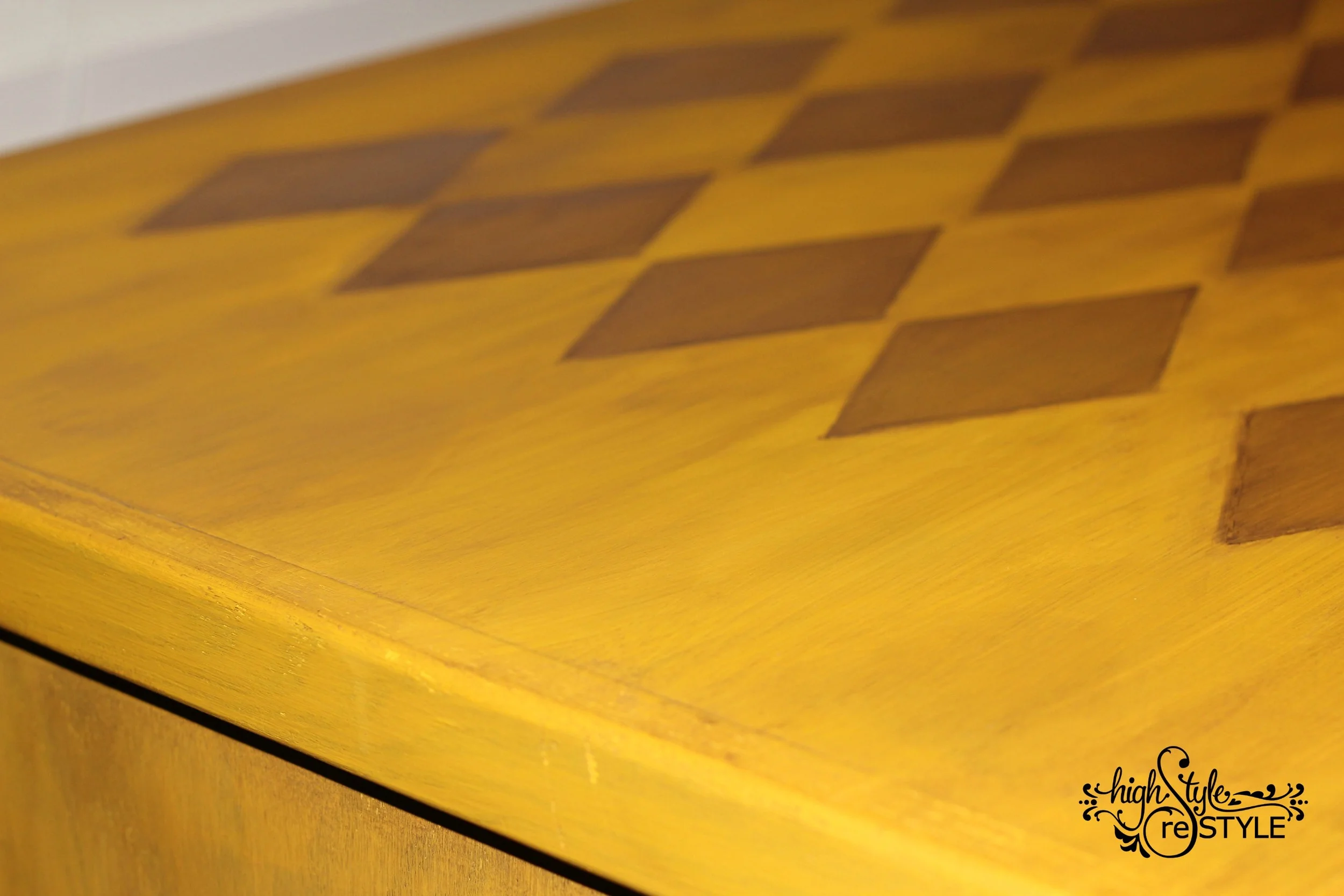Sneak Peek of Harlequin Stencil. Bye-bye laminate!