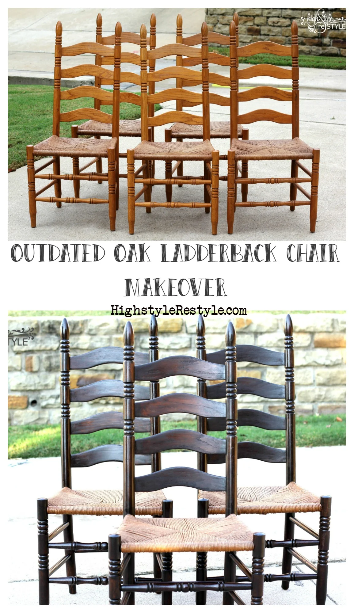 Outdated Oak Ladderback Chair Makeover — Highstyle ReStyle