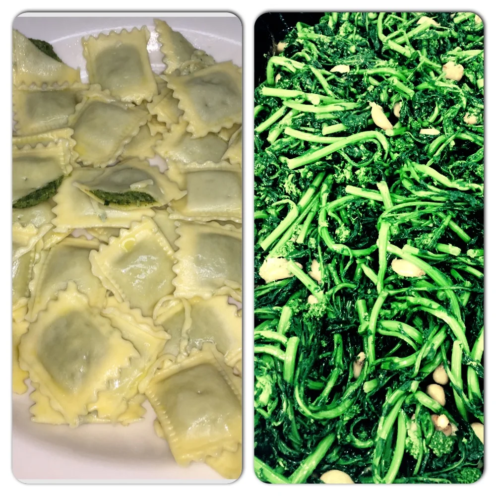 Roasted Garlic and Brocoli Rabe Ravioli.