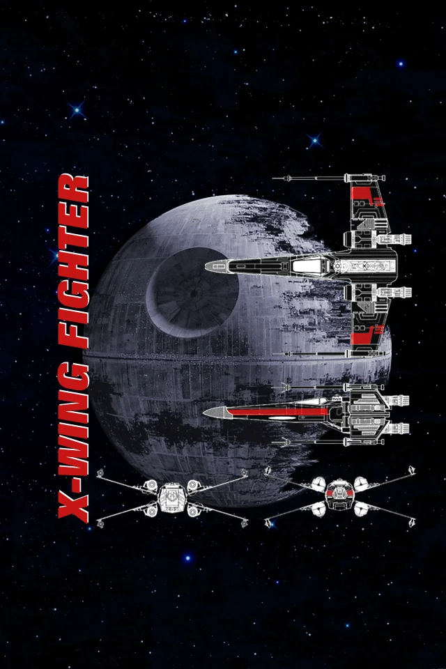 X-Wing 3-View and Death Star