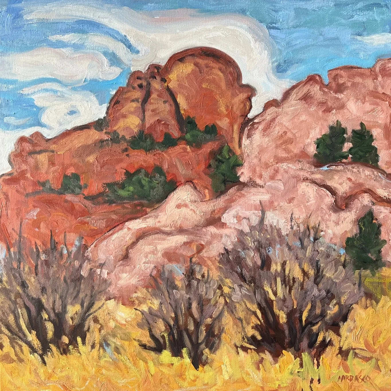 Lupita Carrasco - From a Log on Ute Trail 20"x20"