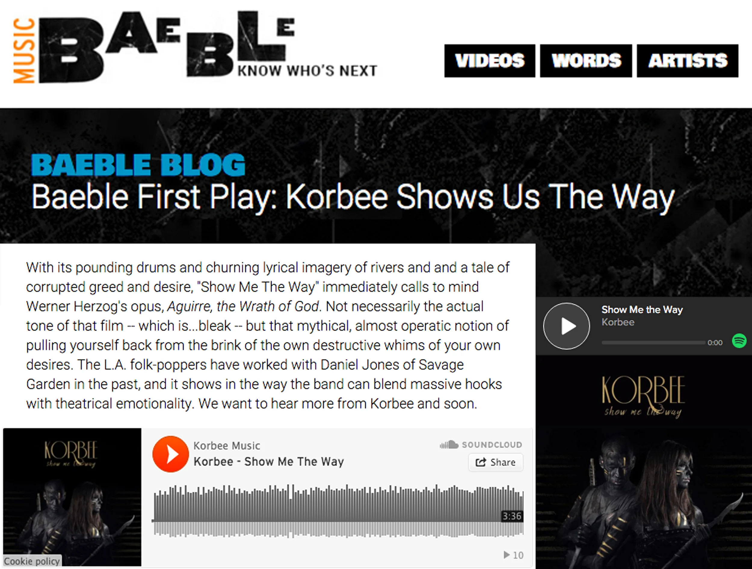 Baeble Music Exclusively Premieres New Single "Show Me The Way"