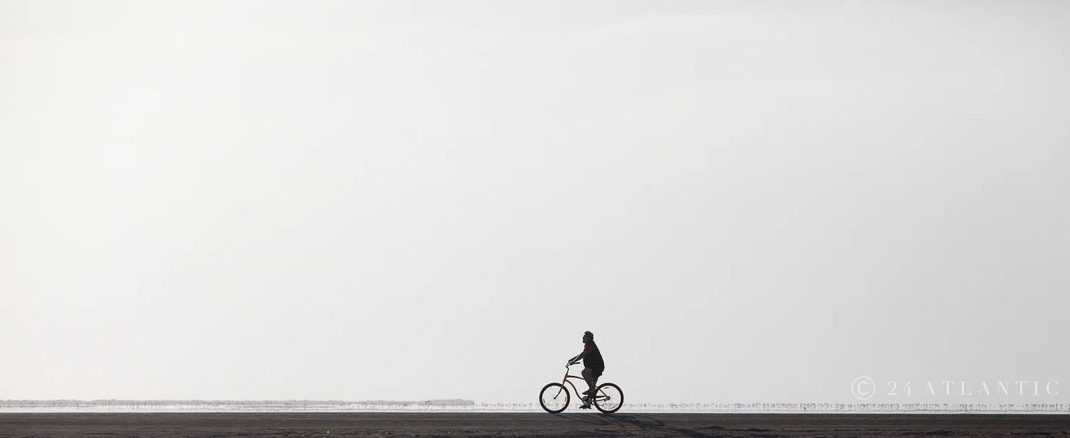 Lone Cyclist. Walvis Bay lagoon