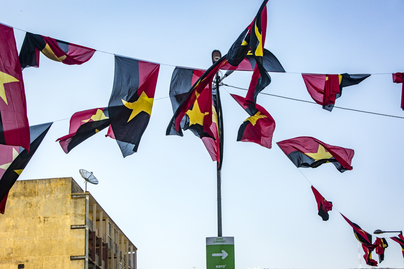 Building up to 2017 elections... towns have flags fluttering on every pole and wire available. Lubango, Huila Provence ©24Atlantic