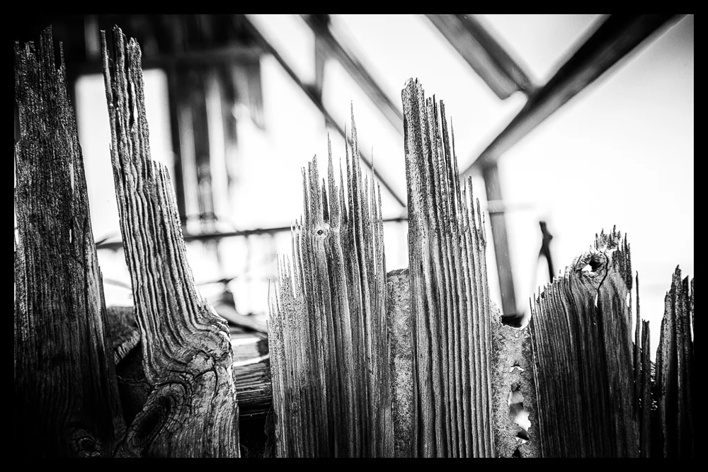 Sand erosion on wood