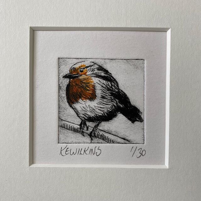 A little robin etching with a dash of colour ( available also without). #robinart #robin #etchings #animalart #wildlife #wildlifeart #britishbirds