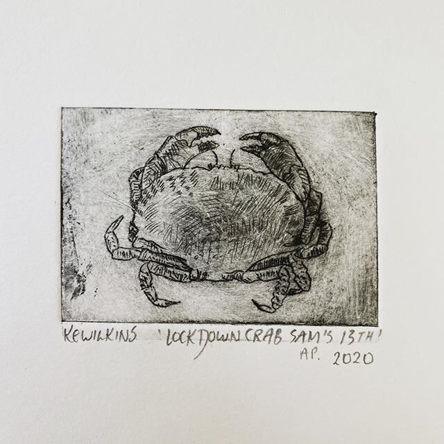 Our little boy turned 13 last week. I made him a card of one of his favourite foods, crab. We did also buy him a huge one for lunch, of course I did most of the hard work picking it out! #crab #crabetching #drypointetching #seafood #etchingart