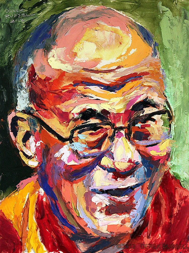Dalai Lama Original Oil Painting by Derek Russell