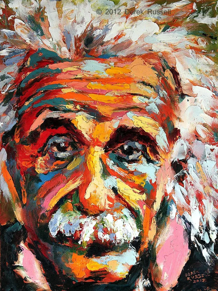 Albert Einstein Original Giclee with Hand Embellishment by Derek Russell