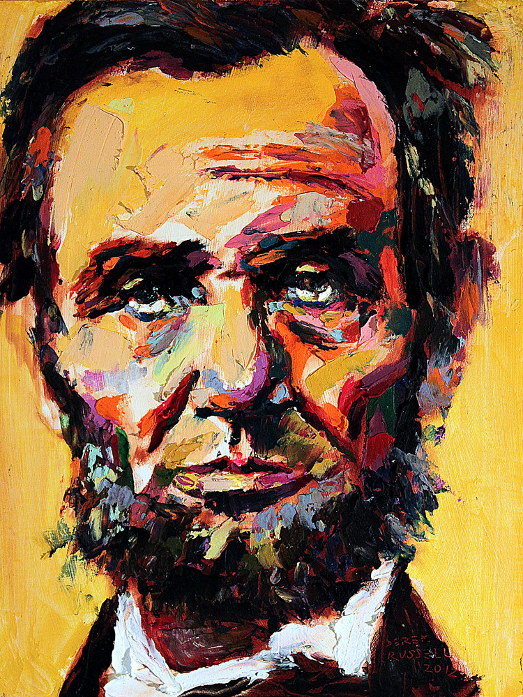 Abraham Lincoln Original Giclee with Hand Embellishment by Derek Russell