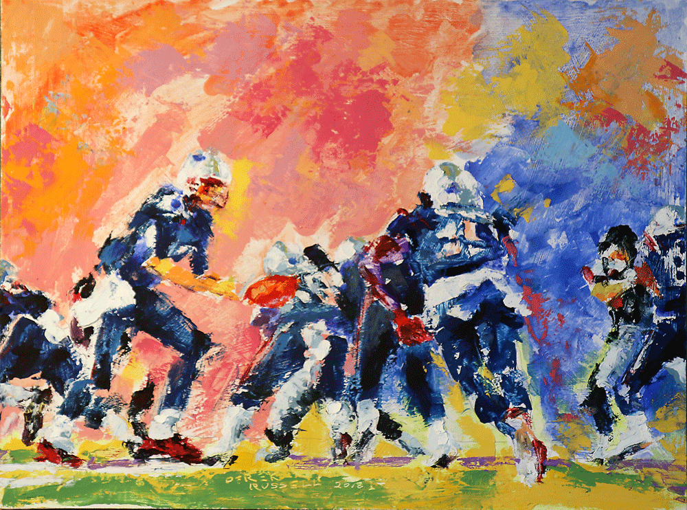 Patriots Superbowl Original Oil Painting by Derek Russell