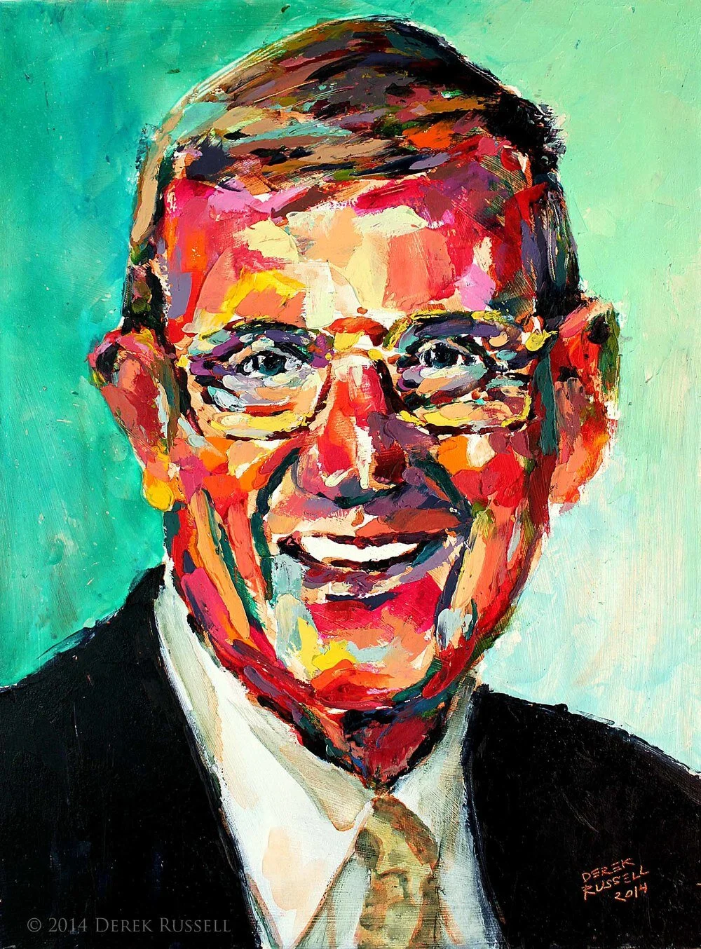 Coach Lou Holtz Original Oil Painting by Derek Russell