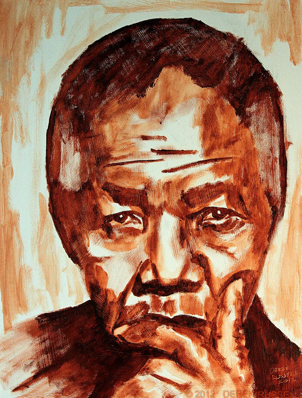 Nelson Mandela Original Acrylic Painting by Derek Russell