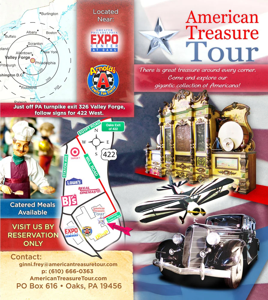 Outside (front and back) of a brochure.