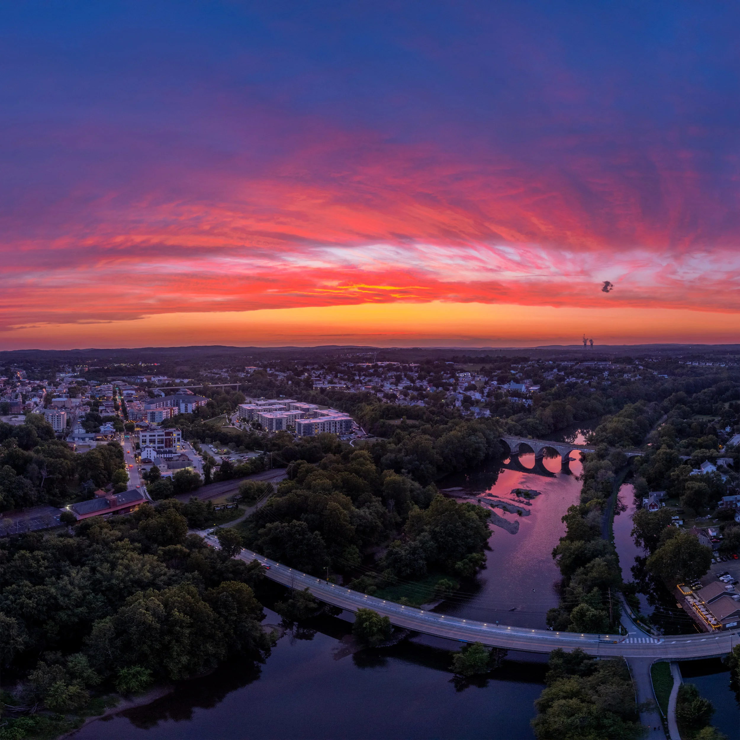 Sunset over the Schuylkill & Phoenixville in Early August of 2021