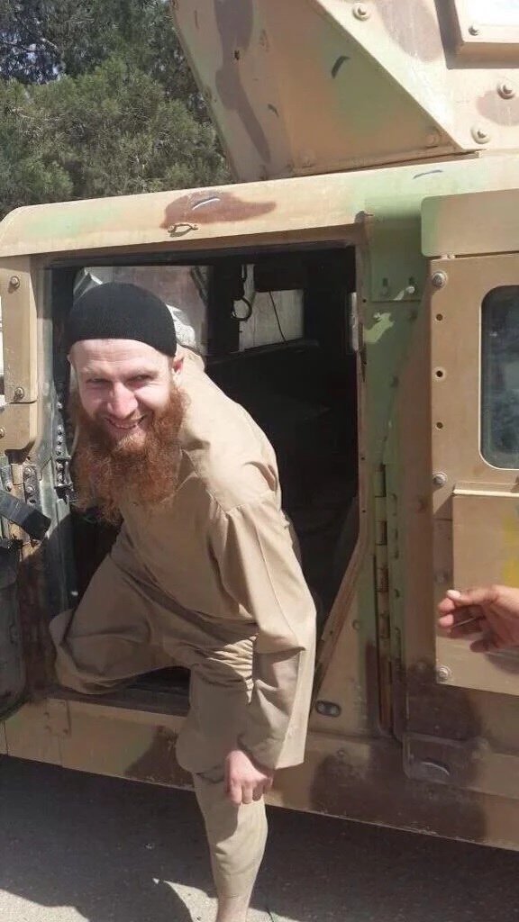From @jenanmoussa : See reaction of military leader of ISIS after inspecting a US made Humvee that his group took from Iraqi forces. 