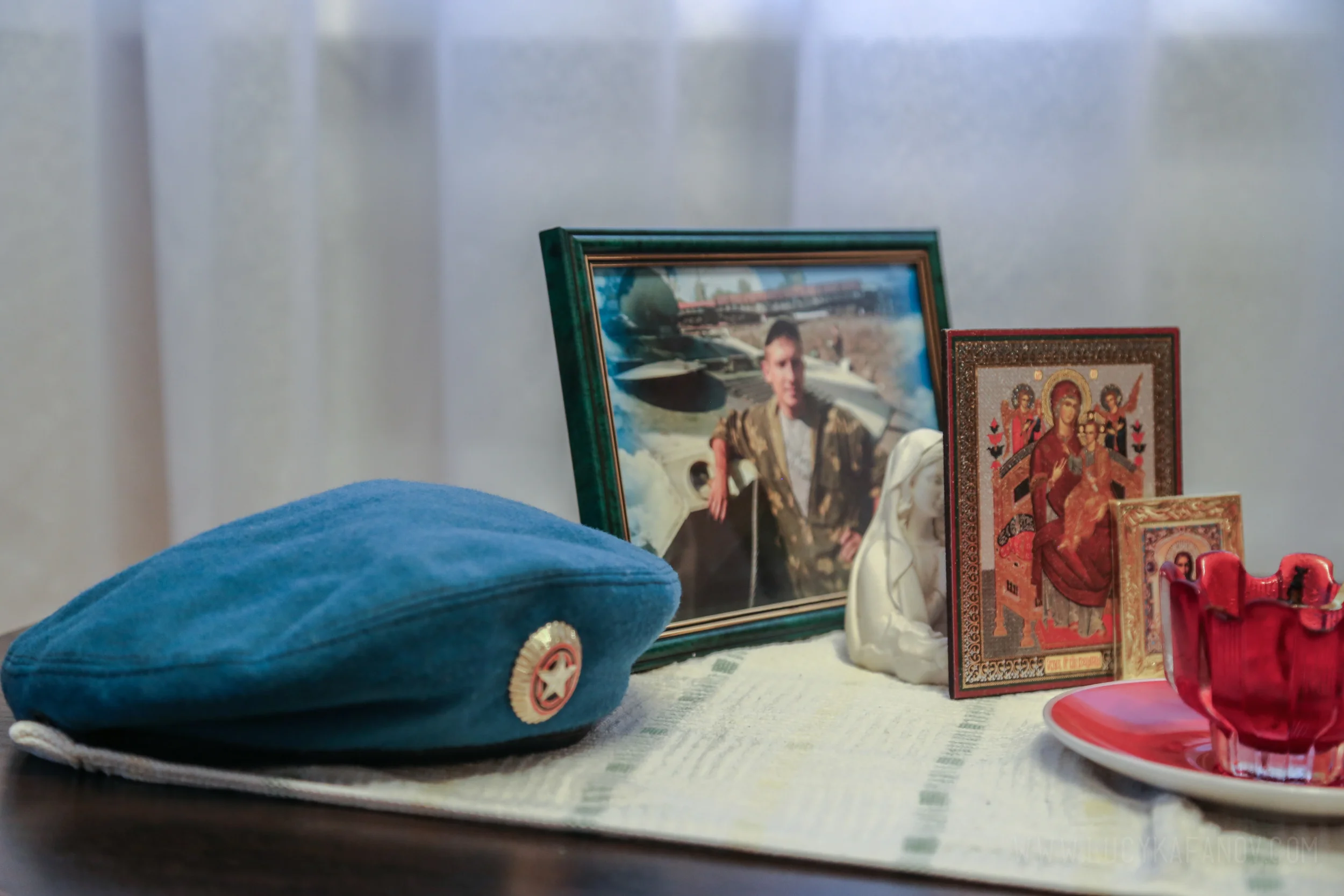 Sergei's mother keeps this small shrine in her living room, dedicated to her fallen youngest son.