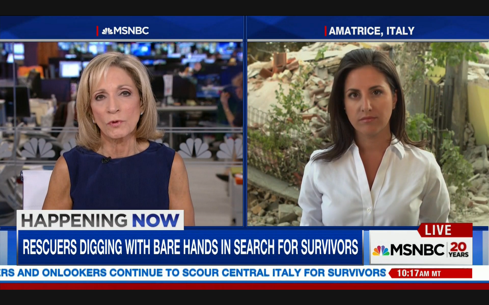 NBC’s Lucy Kafanov on the scene of Italy’s Amatrice earthquake. Live on MSNBC with Andrea Mitchell
