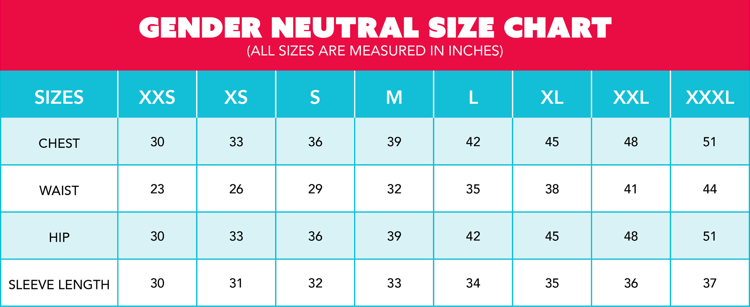 The Limited Size Chart