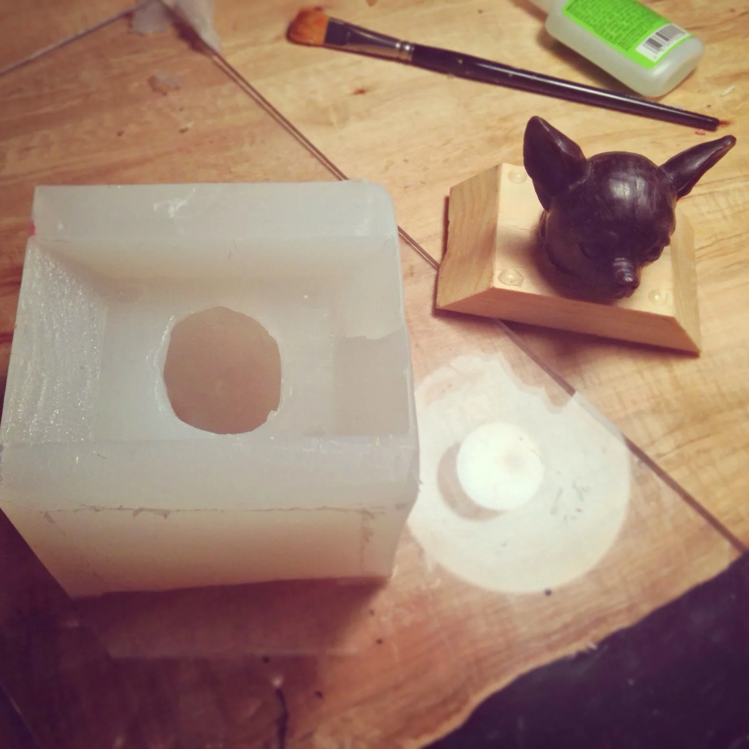 The mold looks good. Now just have to coat it with a mold release and pour silicone into silicone. Only fear is that they will fuse and get a solid block of silicone. 