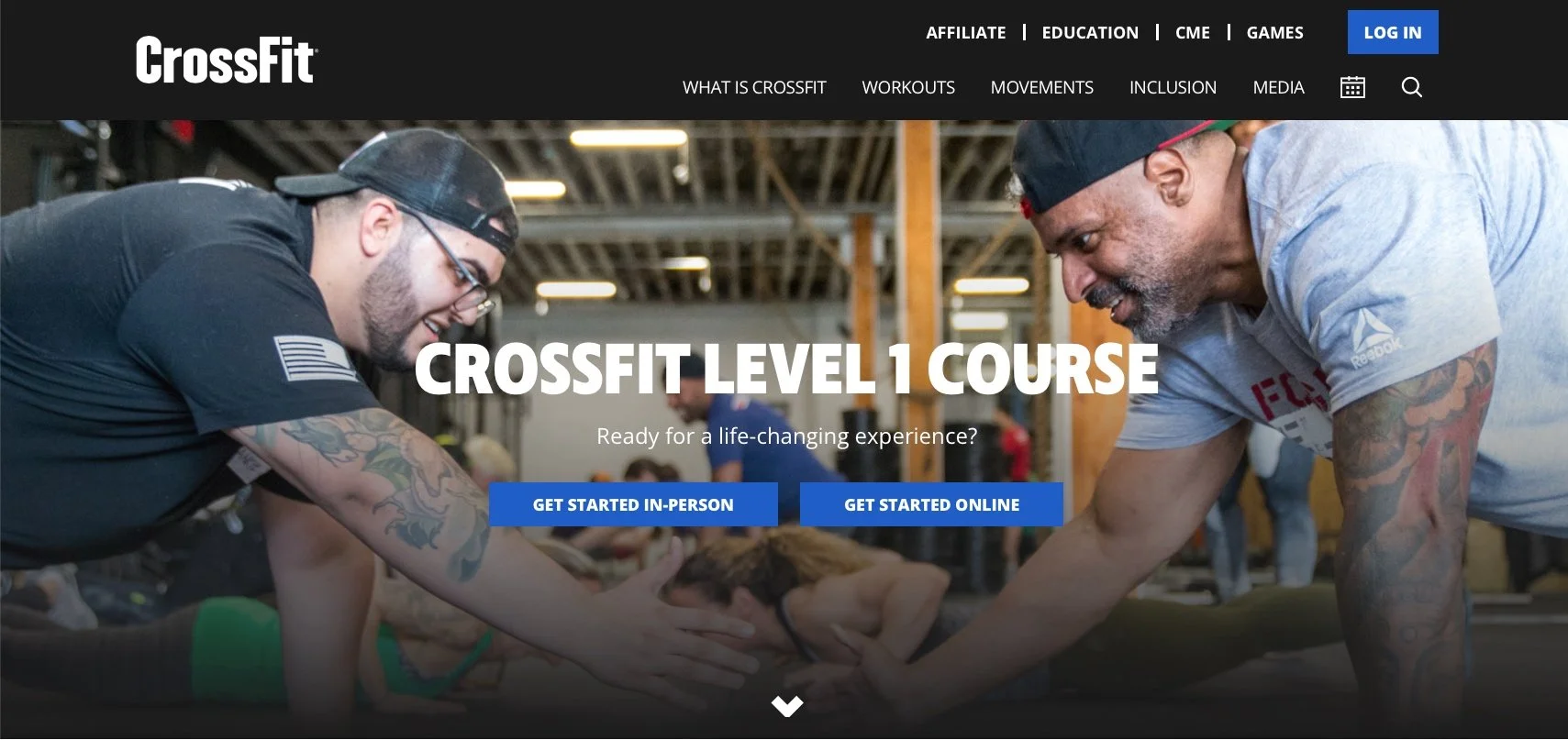 New marketing page for CrossFit's Level 1 Course