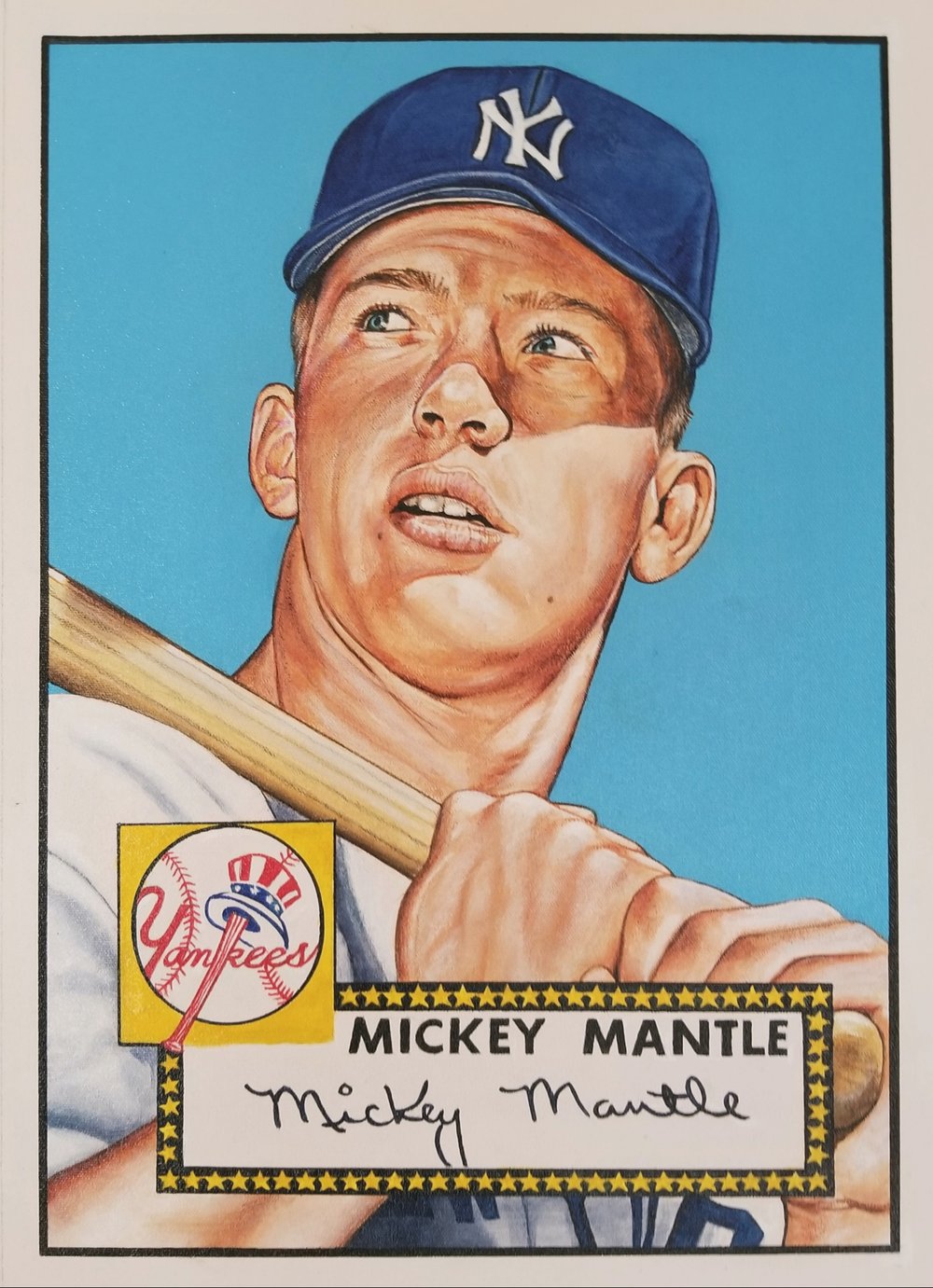 1952 Topps Mickey Mantle Rookie Card — The Artwork of Isaac Ike Rodriguez